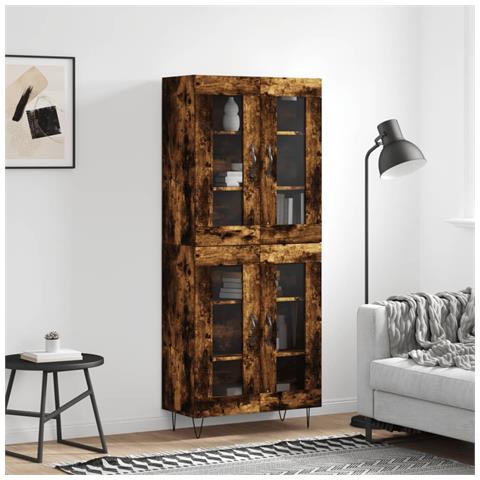 Credenza Rovere Fumo 69,5x34x180 Cm In Legno Multistrato - Foto 6