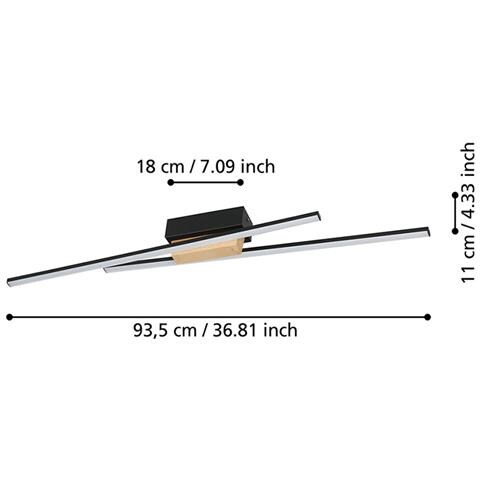 Plafoniera Moderna Panagria Led Alluminio Rivestito In Legno Nero E Marrone - Foto 2