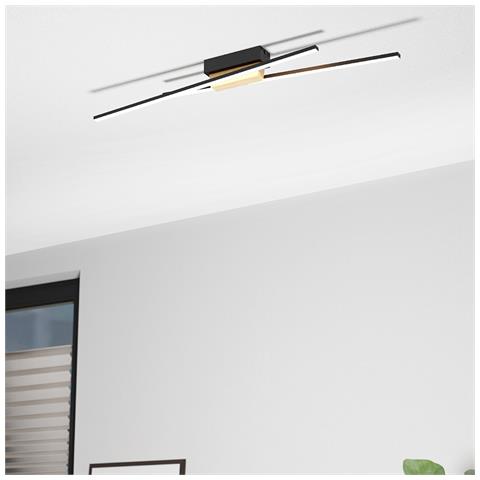 Plafoniera Moderna Panagria Led Alluminio Rivestito In Legno Nero E Marrone - Foto 1