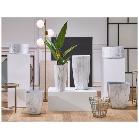 Tymar Fioriera, Set di 2 Vasi da Fiori, Forma Rotonda ((2pack) Bianco, diametro 40 cm