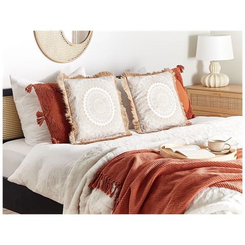 Set Di 2 Cuscini Agrimony 45 X 45 Cm Beige Trama Orientale - Foto 1