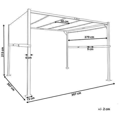 Pergola Grigio Con Luci Led 310 X 310 Cm Parga - Foto 2