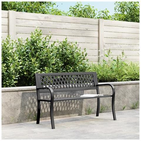 Panca da Giardino Nera 120 cm Acciaio - Foto 3