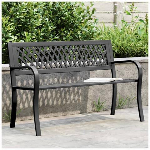 Panca da Giardino Nera 120 cm Acciaio - Foto 1