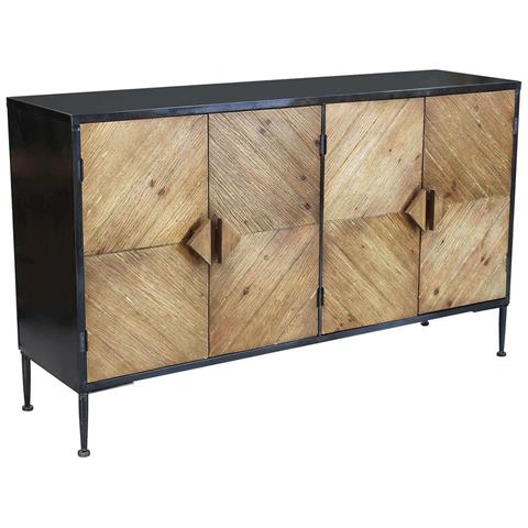 Mobile Credenza Madia Da Interno Soggiorno In Legno E Metallo Con 4 Ante Linea Classic - Foto 1