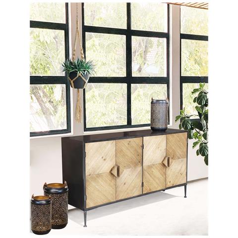 Mobile Credenza Madia Da Interno Soggiorno In Legno E Metallo Con 4 Ante Linea Classic - Foto 7