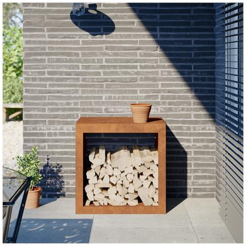Rastrelliera Per Legna 60x40x60 Cm In Acciaio Corten - Foto 10