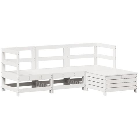 Set Salotto da Giardino 4 pz Bianco in Legno Massello di Pino - Foto 1