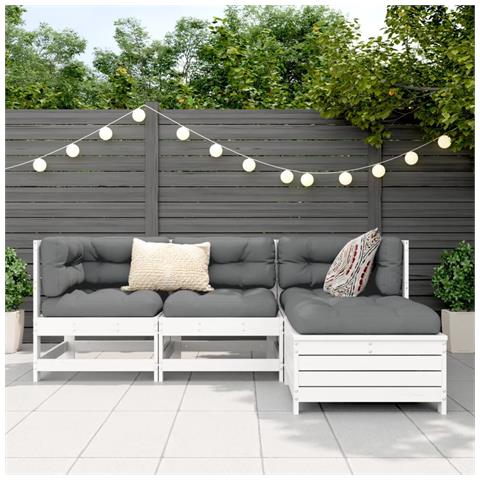 Set Salotto da Giardino 4 pz Bianco in Legno Massello di Pino - Foto 9