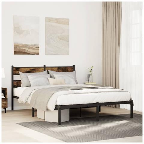 Giroletto Senza Materaso In Metallo Rovere Fumo 160x200 Cm - Foto 1