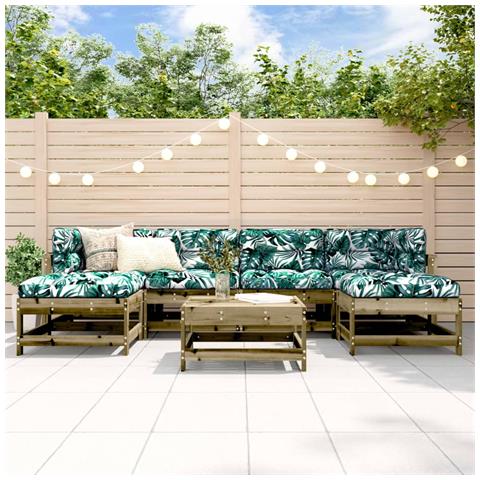 Set Salotto Da Giardino 7 Pz In Legno Impregnato Di Pino - Foto 1
