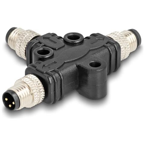 M8 T-Splitter codificato A da 3 pin 1 x maschio a 2 x maschio in parallelo - Foto 1