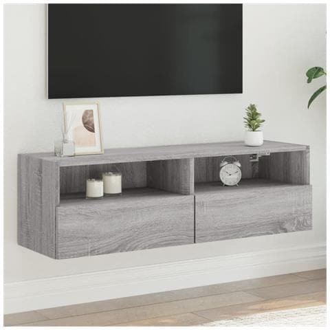 Mobile Tv A Parete Grigio Sonoma 100x30x30 Cm Legno Multistrato - Foto 1