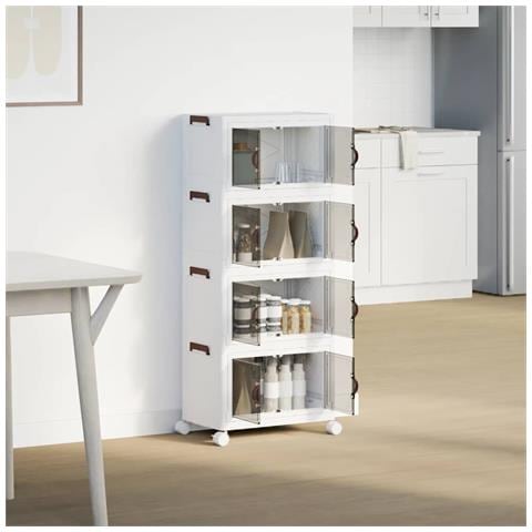Scatola Portaoggetti Con Ruote 4 Livelli 28 L 48x29,5x112,5 Cm - Foto 3