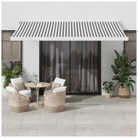 Tenda Retrattile Antracite E Bianca 4,5x3 M Tessuto E Alluminio - Foto 1