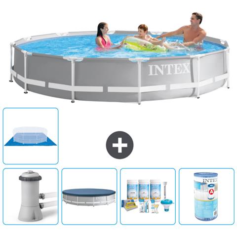 Piscina Fuori Terra - In Giro - 366x76 Cm - Grigio - Include Accessori Coordinati A2076 - Foto 1