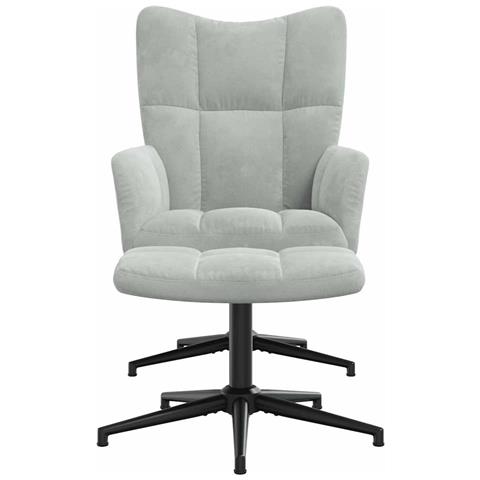 Lusso Casadino -  Poltrona Relax Con Poggiapiedi Grigio Chiaro In Velluto - Foto 2