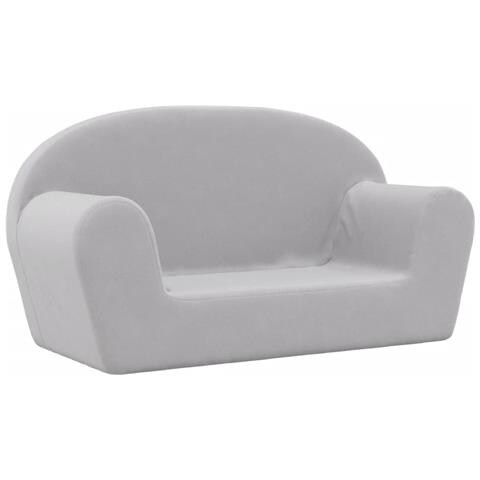 Divano Per Bambini A 2 Posti Grigio Chiaro In Morbido Peluche - Foto 1