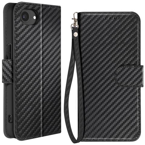 Custodia In Carbonio Per Iphone 16e Portafoglio Supporto Laccetto - Foto 6