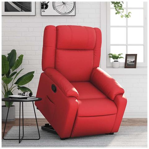 Poltrona Alzapersona Reclinabile Rosso in Similpelle - Foto 2
