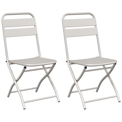 Sgabelli da giardino pieghevoli 2 pcs Beige 42x52x82 cm Acciaio verniciato a polvere - Foto 1
