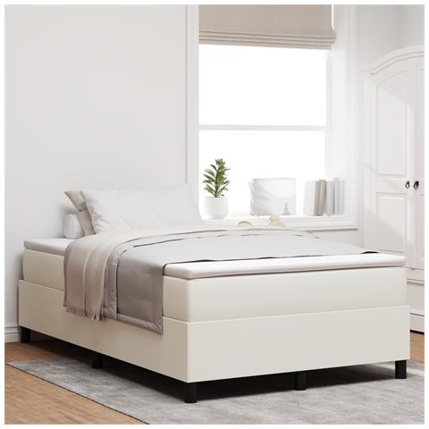 Letto Box Spring Crema Piccolo Matrimoniale Tessuto Corduroy - Foto 2