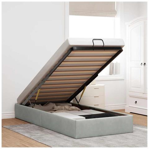 Struttura Letto Pouf Senza Materasso 90x200 cm Velluto - Foto 2