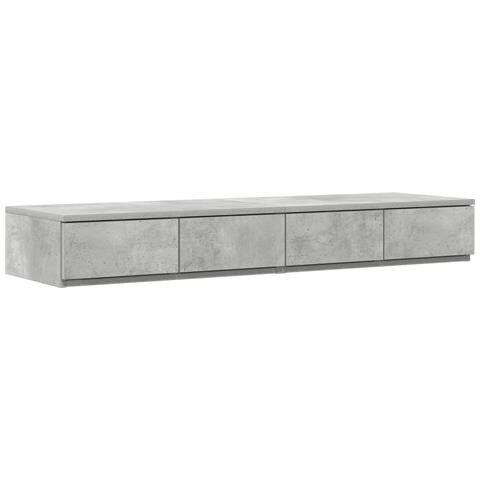 Cassetti da letto Comodino grigio in cemento 120x36.5x16.5 cm Legno ingegnerizzato - Foto 1
