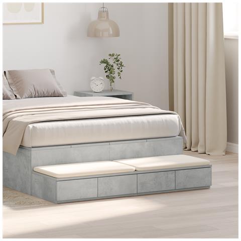 Cassetti da letto Comodino grigio in cemento 120x36.5x16.5 cm Legno ingegnerizzato - Foto 2