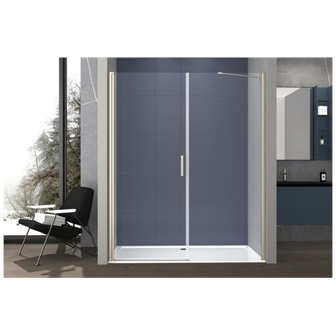 Box Doccia 2 Lati 70x100 Cm Fisso + Porta 1 Battente H200 Cm Cristallo 6mm Profilo Satinato Lucio - Foto 5