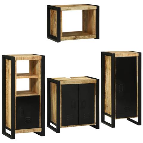 Set di mobili per il bagno 4 pcs Legno di mango massello - Foto 2