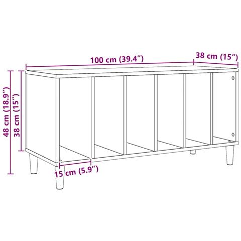 Mobile Porta Dischi Rovere Artigianale 100x38x48 cm Multistrato - Foto 9