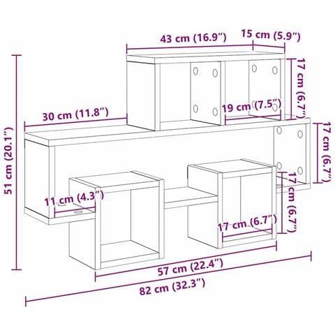 Scaffale da parete rovere artigianale 82 x 15 x 51 cm - Foto 9