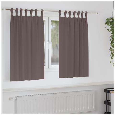 Tende con tende 2 pcs Marrone scuro 140x140cm Poliestere - Foto 2