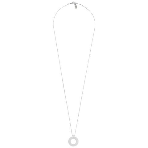 Collana Lunga E Pendente Rotondo In Argento - Foto 1