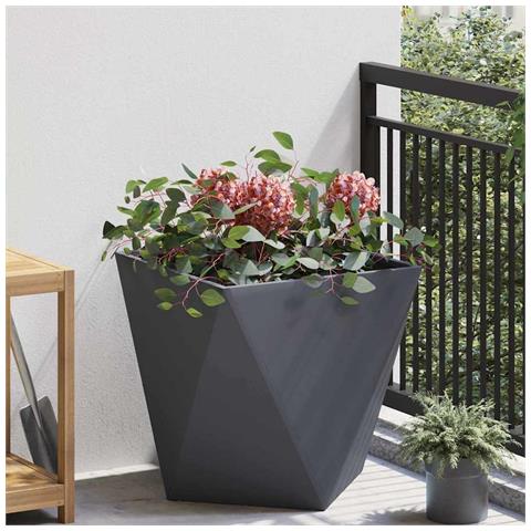 Fioriera Antracite 50 x 50 x 50 cm Acciaio - Foto 2