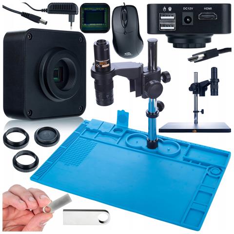 Set Microscopio Digitale Earth Pro Mcep-0.5x + Camera Gemini Pro Kmgp-usb-hdmi 16mp + Tappetino Silicone 480x320mm - Alta Qualità Immagine, Resistenza Temperatura, Uso Professionale - Foto 1