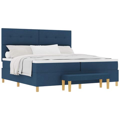 Letto a molle con materasso Blu 200 x 200 cm Tessuto - Foto 1