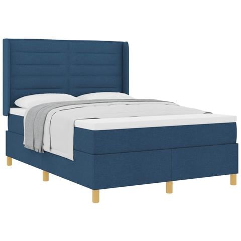 Letto a molle con materasso Blu 160 x 200 cm Tessuto - Foto 1