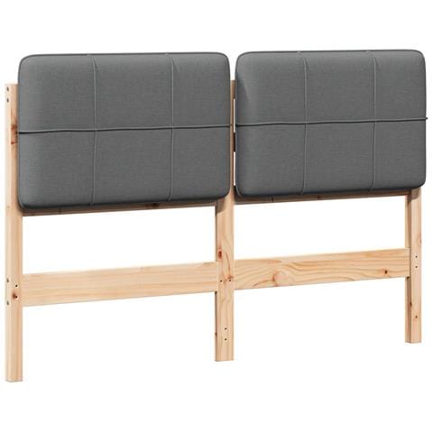 Testiera imbottita Marrone e Grigio Chiaro 150 cm Pino massello - Foto 1