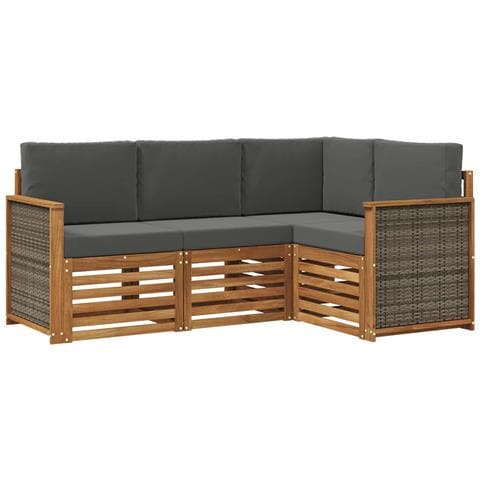 Set divani con cuscino 4 pcs Legno di Acacia Massello - Foto 1