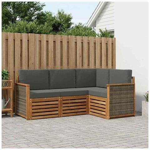 Set divani con cuscino 4 pcs Legno di Acacia Massello - Foto 2