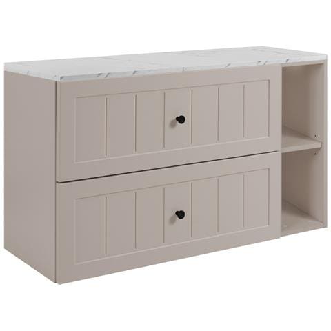 Mobile sottolavabo da 60 cm bianco opaco, 3 colori delle maniglie, Piano di lavoro effetto marmo biancoMobileda bagno - Foto 1