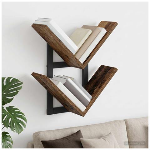 Mensola a muro flottante Legno antico 43 x 15 x 47 cm - Foto 2