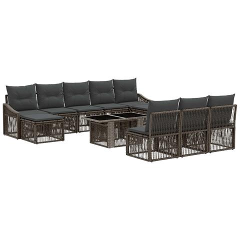 Set Divano da Giardino 11 pz Grigio e Grigio Scuro polyrattan - Foto 1