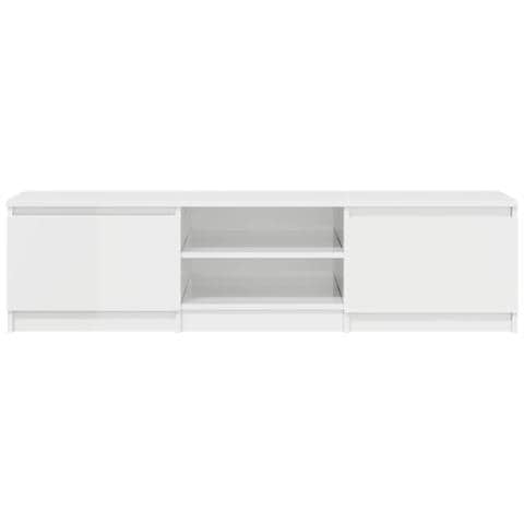 Mobile Porta TV Bianco Lucido 140x40x35,5 cm Legno Multistrato - Foto 2