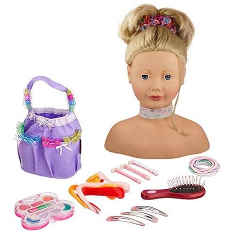 1192052 Testa Venire Acconciare Con Capelli Biondi E Occhi Azzurri - Testa Di Centimetri In Set Da 58 Pezzi Pettinare E Truccare Alta 28 - Adatta Per Bambine Dai 3 Anni In Su - Foto 1