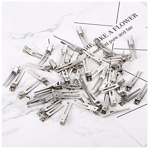 50 Confezioni 18 Pollici Saloni Doppio Prong Pin Curl Impostazione Clip Sezione Dei Capelli Del Metallo Morsetti A Coccodrillo Dargento Delle Forcelle Per Estensioni Dei Capelli - Foto 1