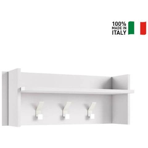 Pannello Appendiabiti Con Ampio Ripiano E 3 Ganci Bianco - Foto 1