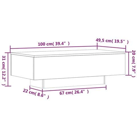 Tavolino Da Salotto Bianco 100x49,5x31 Cm In Legno Multistrato - Foto 11
